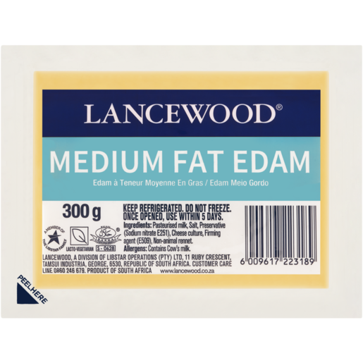 LANCEWOOD Medium Fat Edam Cheese 300g