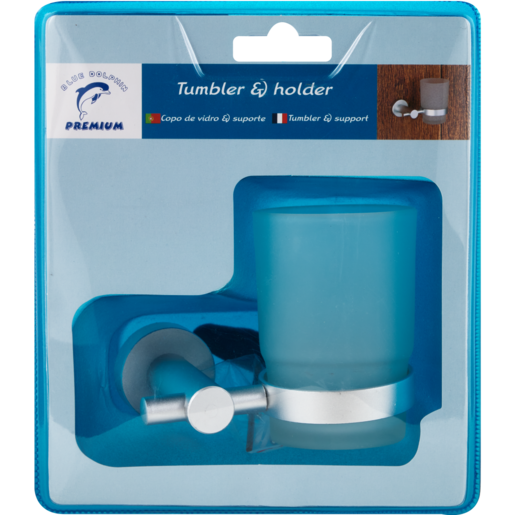 Blue Dolphin Premium Single Bathroom Tumbler & Holder Set 2 Piece