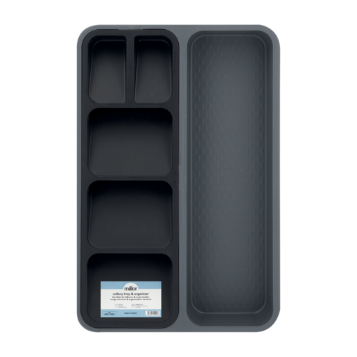 Millor Black & Grey 2-Compartment Cutlery Tray & Organiser