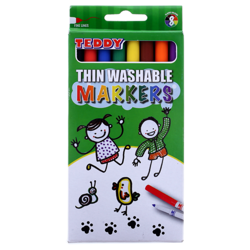 Dala Teddy Thin Washable Markers 8 Pack