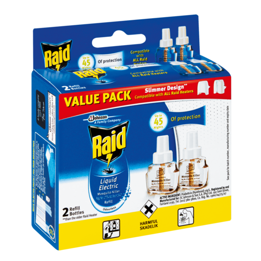 Raid Odourless Liquid Electric Mosquito Killer Refill Bottles 2 x 33ml