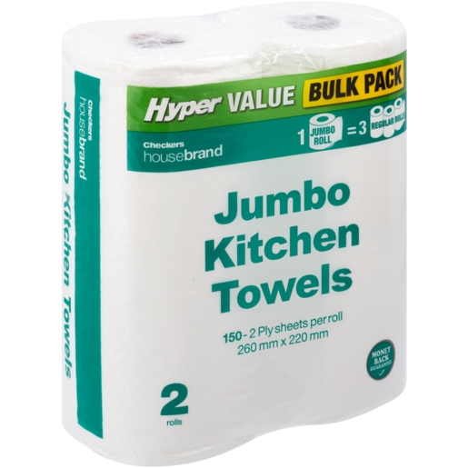 Hyper Value Checkers Housebrand Jumbo 2-Ply Kitchen Towels 2 Pack