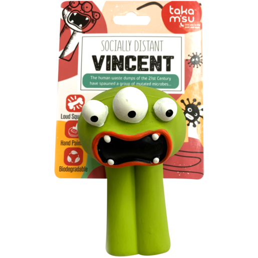 Takamisu Microbes Socially Distant Vincent Latex Dog Toy