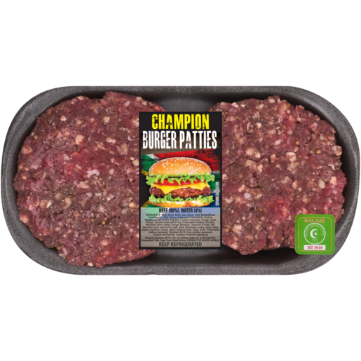 Champion Halaal One Inch Beef Burger Patties Per kg